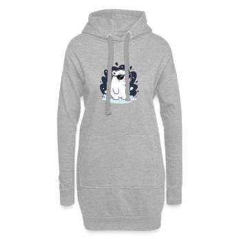 Eisbär-Spritzbrille - Hoodie-Kleid - Grau meliert - Vorne