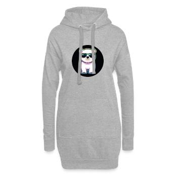 Ourson blanc pastel neon lunettes soleil - Sweat-shirt à capuche long Femme - gris chiné - Devant