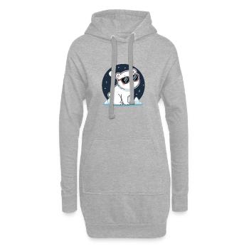 Nachtaktiver Eisbär und Sonnenbrille - Hoodie-Kleid - Grau meliert - Vorne