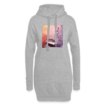 Bateau sur le lac - œuvres sculptées à la main - Sweat-shirt à capuche long Femme - gris chiné - Devant