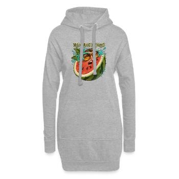 Melone Stimmungsaktiviertes lustiges Wassermelonengesicht - Hoodie-Kleid - Grau meliert - Vorne