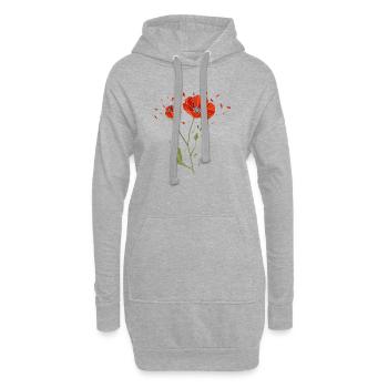 Geometrische Mohnblume Low Poly Blumen Design  - Hoodie-Kleid - Grau meliert - Vorne