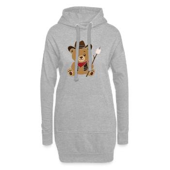 Ours en peluche cowboy avec motif de guimauve de feu de camp - Sweat-shirt à capuche long Femme - gris chiné - Devant