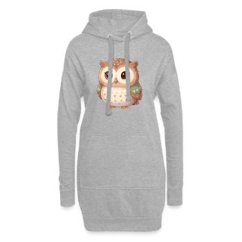 Eule - Hoodie-Kleid - Grau meliert - Vorne