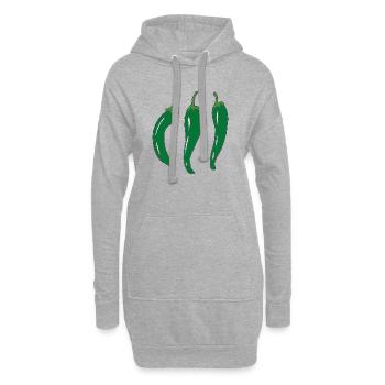 Drei Grüne Chilischoten - Hoodie-Kleid - Grau meliert - Vorne