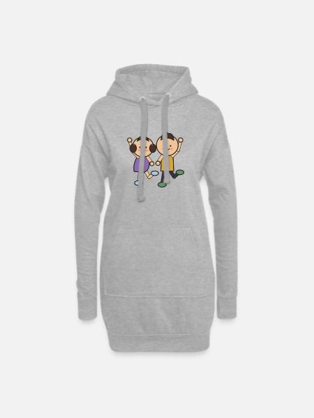 Tanzende Kleinkinder Duo - Hoodie-Kleid - Grau meliert
