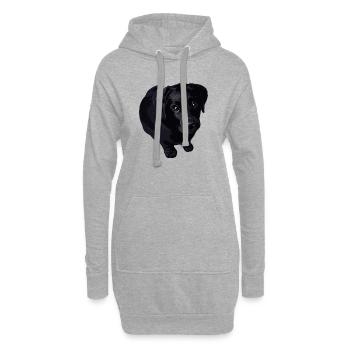 Chiot noir : moment dur et doux - Sweat-shirt à capuche long Femme - gris chiné - Devant