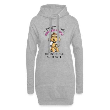 Grumpy Poodle Morning People Funny Dog - Sweat-shirt à capuche long Femme - gris chiné - Devant