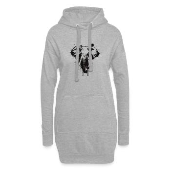 Elephant Encre Coeur Grunge - Sweat-shirt à capuche long Femme - gris chiné - Devant