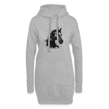 Cheval encre éclaboussée - Sweat-shirt à capuche long Femme - gris chiné - Devant