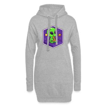 Alien Pizza Scout - Hoodie-Kleid - Grau meliert - Vorne