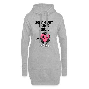 Weiches Herz mit Punkseele - Hoodie-Kleid - Grau meliert - Vorne