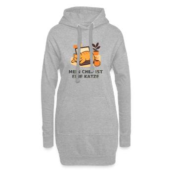 Katzenchef im Homeoffice – Geschenk für Katzenfans - Hoodie-Kleid - Grau meliert - Vorne