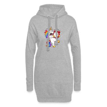 Drôle de bataille de réveil licorne - Sweat-shirt à capuche long Femme - gris chiné - Devant
