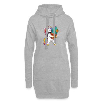 Câlin drôle de licorne et cactus - Sweat-shirt à capuche long Femme - gris chiné - Devant