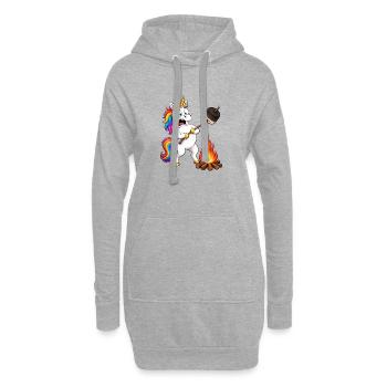 Funny Unicorn Camping Mishap - Hoodie Dress - heather grey - Front