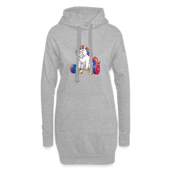 Soulevé de terre drôle de licorne à la salle de sport - Sweat-shirt à capuche long Femme - gris chiné - Devant