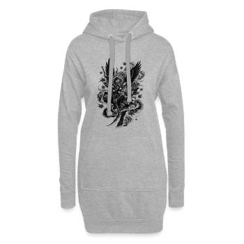 Tengu japonais dans le style de tatouage Irezumi - Sweat-shirt à capuche long Femme - gris chiné - Devant