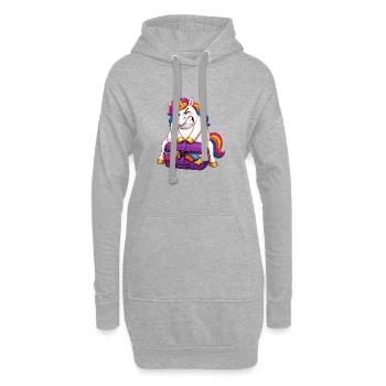 Valise licorne trop chargée - Sweat-shirt à capuche long Femme - gris chiné - Devant