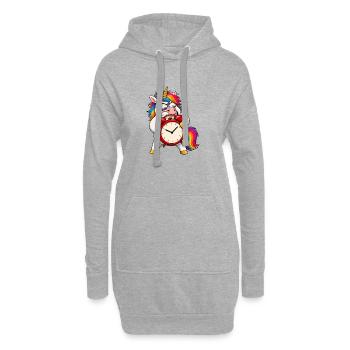 Grumpy Unicorn Alarm Clock Meltdown - Sweat-shirt à capuche long Femme - gris chiné - Devant