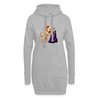 Affrontement entre aspirateur de chien en colère - Sweat-shirt à capuche long Femme - gris chiné - Devant