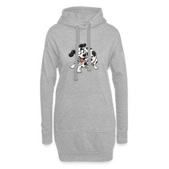 Queue de dalmate étourdie poursuivant une tornade - Sweat-shirt à capuche long Femme - gris chiné - Devant