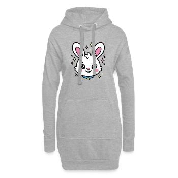 Lapin lumineux à étoiles pastel - Sweat-shirt à capuche long Femme - gris chiné - Devant