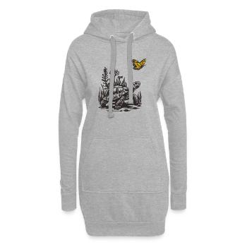 Tortue et papillon - Sweat-shirt à capuche long Femme - gris chiné - Devant