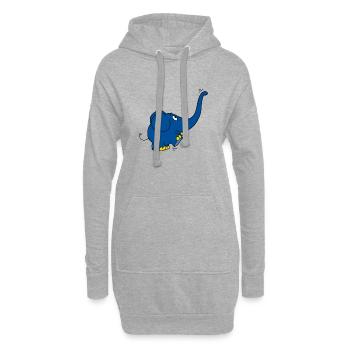 Der Elefant - Rüssel hoch - Hoodie-Kleid - Grau meliert - Vorne
