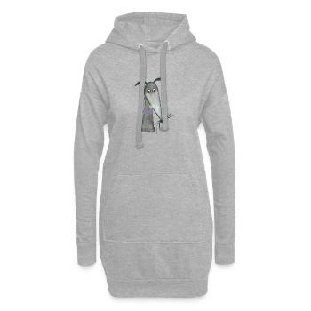 Windhund schwarz - Hoodie-Kleid - Grau meliert - Vorne