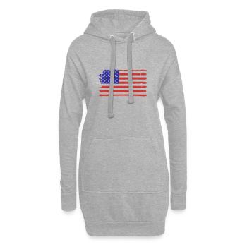Drapeau américain des États-Unis en détresse - Sweat-shirt à capuche long Femme - gris chiné - Devant