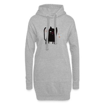 Katze - Hoodie-Kleid - Grau meliert - Vorne
