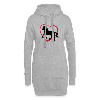 Frison Gypsy Cob ou le type de cheval avec le - Sweat-shirt à capuche long Femme - gris chiné - Devant