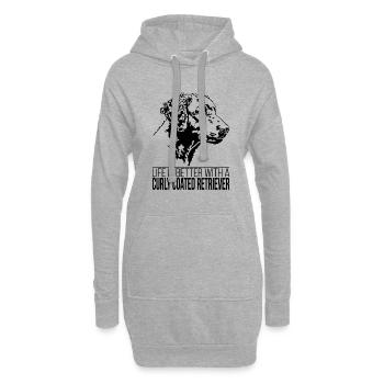 La vie de Curly Coated Retriever est meilleure Wilsigns - Sweat-shirt à capuche long Femme - gris chiné - Devant
