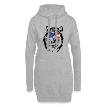 ALASKAN MALAMUTE Amerika Fahne Hunde Wilsigns - Hoodie-Kleid - Grau meliert - Vorne