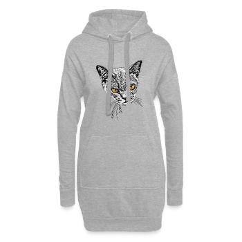 Chat de location maléfique - Sweat-shirt à capuche long Femme - gris chiné - Devant