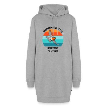 Observation des oiseaux Observation des oiseaux Observation des oiseaux - Sweat-shirt à capuche long Femme - gris chiné - Devant