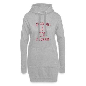 je peux pas j'ai 22 ans, cadeau 22 ans - Sweat-shirt à capuche long Femme - gris chiné - Devant