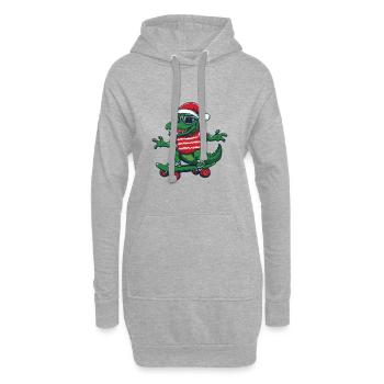 Alligator Weihnachten Lustig - Hoodie-Kleid - Grau meliert - Vorne