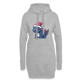 Dinosaure Stegosaurus Noël Mignon - Sweat-shirt à capuche long Femme - gris chiné - Devant