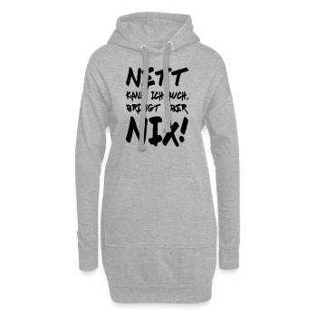 Nett kann ich auch bringt aber nix lustiger Spruch - Hoodie-Kleid - Grau meliert - Vorne