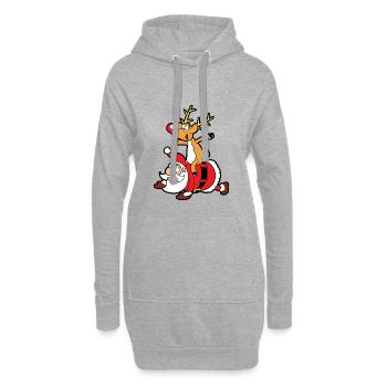 Lustiges Rentier Weihnachten Christmas Xmas - Hoodie-Kleid - Grau meliert - Vorne