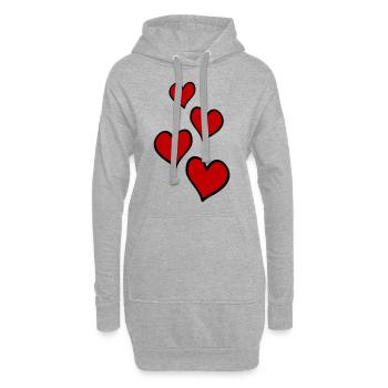 Symbole de l’amour des cœurs - Sweat-shirt à capuche long Femme - gris chiné - Devant