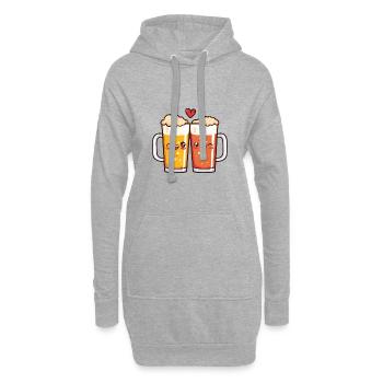 Bier Herz Liebe Party Niedlich - Hoodie-Kleid - Grau meliert - Vorne
