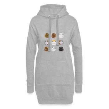 Neun Meerschweinchen Gesichter - Hoodie-Kleid - Grau meliert - Vorne