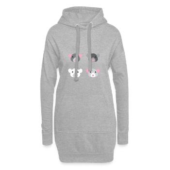 four mice rat faces - Hoodie Dress - heather grey - Front