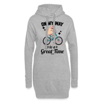 Fahrradtour Schaf Lamm Kind Baby - Hoodie-Kleid - Grau meliert - Vorne