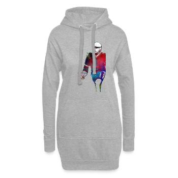 L’art sportif de la crosse #lacrosse #sport - Sweat-shirt à capuche long Femme - gris chiné - Devant