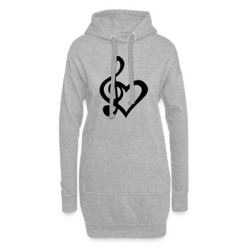 i like love music (dh) - Hoodie-Kleid - Grau meliert - Vorne