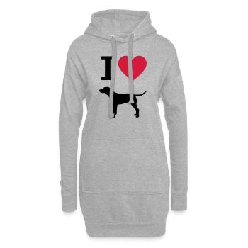 Ich liebe Hunde, Deutsch Kurzhaar Herz Silhouette - Hoodie-Kleid - Grau meliert - Vorne